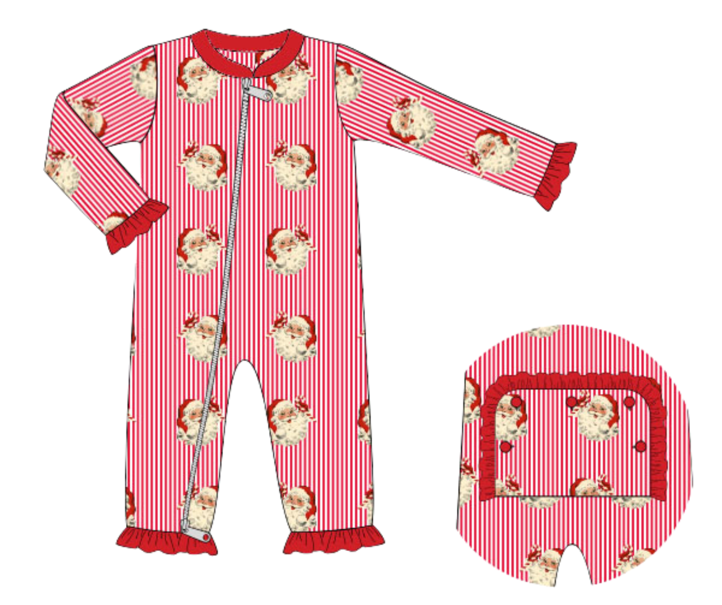 *PREORDER* Vintage Santa Loungewear - Girls Zippy