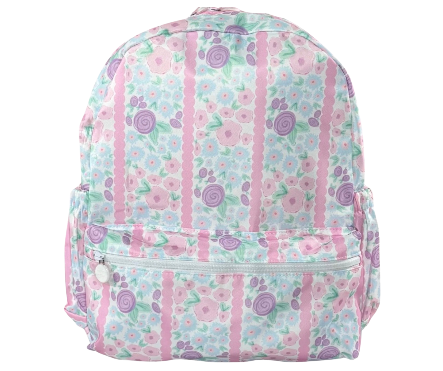 Nylon Full Size Backpack - Scallop Stripe Floral