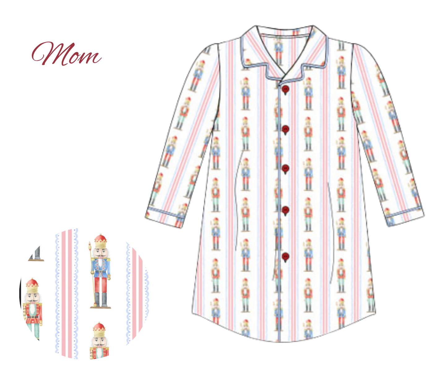 *PREORDER* Nutcracker Nights Loungewear - Mom Button Down Gown