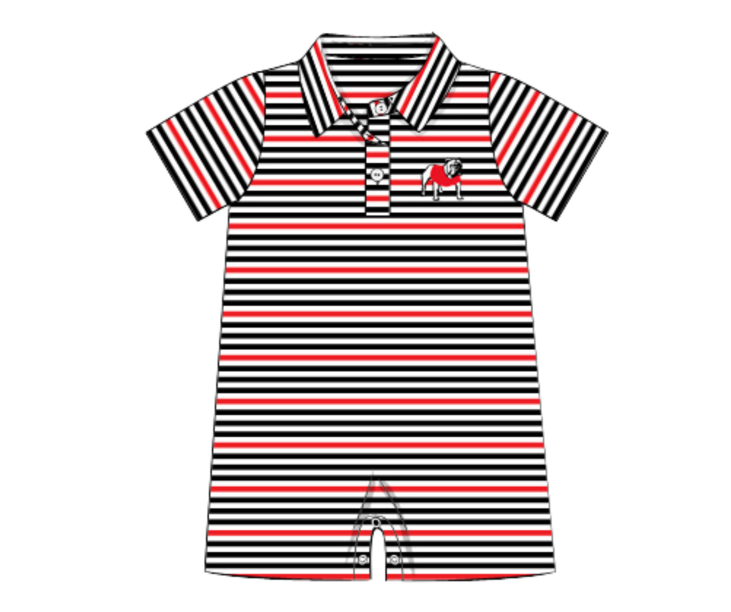 Bulldog Stripe Boys Performance Romper
