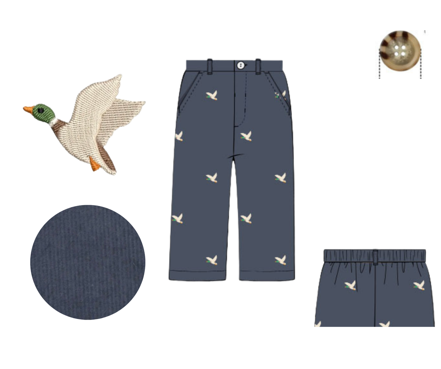*PREORDER* In Flight Duck Embroidered Boys Pants