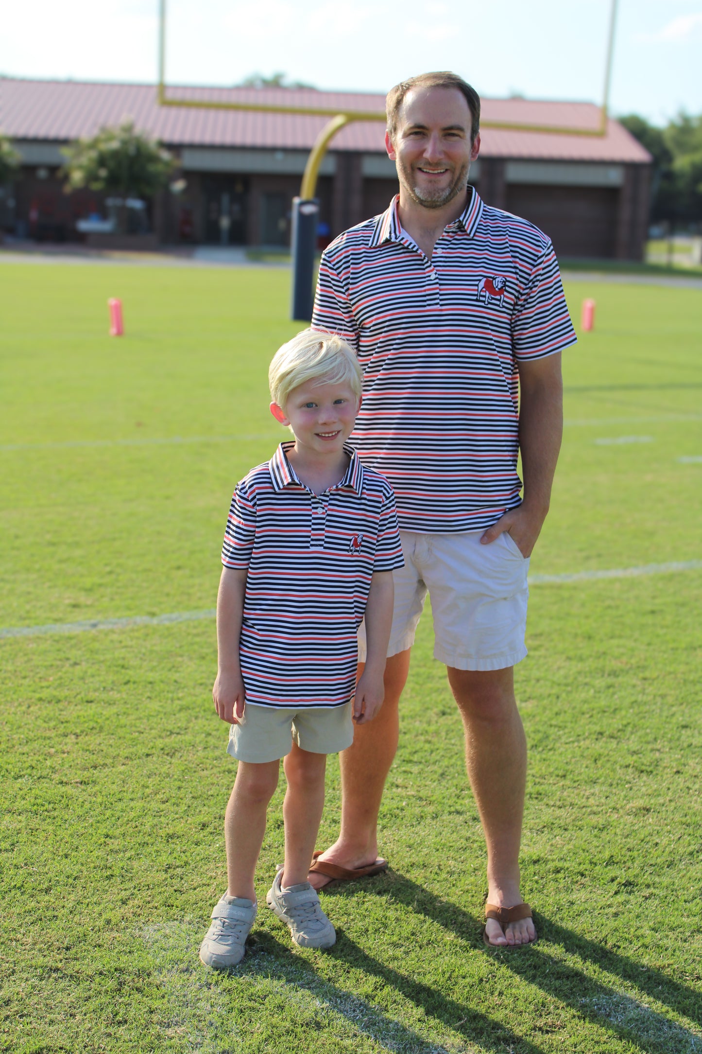 Bulldog Stripe Dad Performance Polo