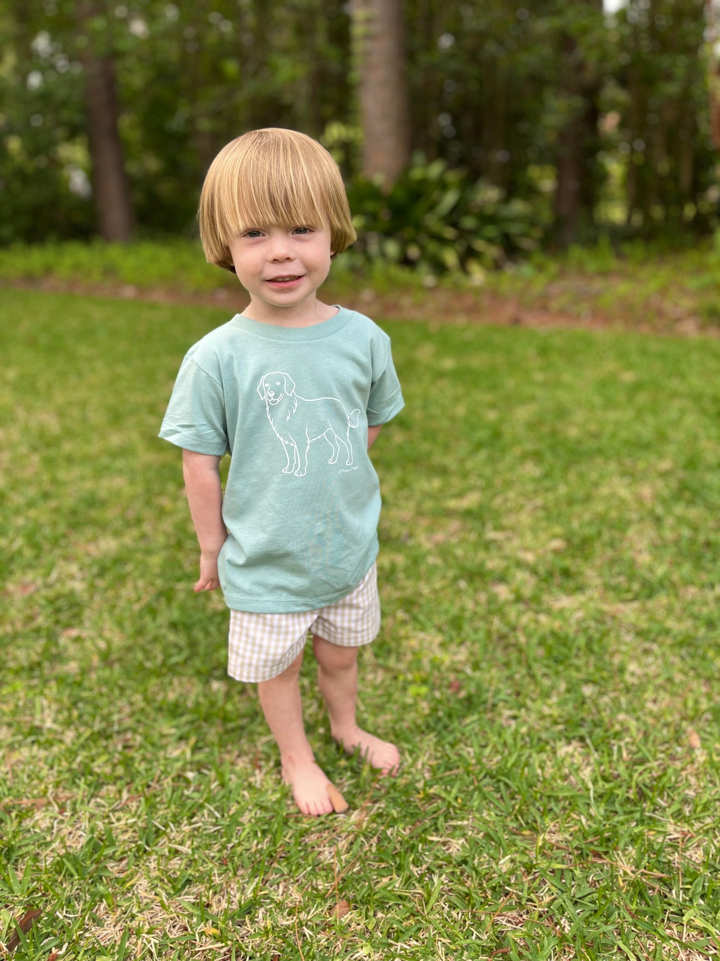 Short Sleeve Everyday Tee-Golden Retriever (Dusty Blue)