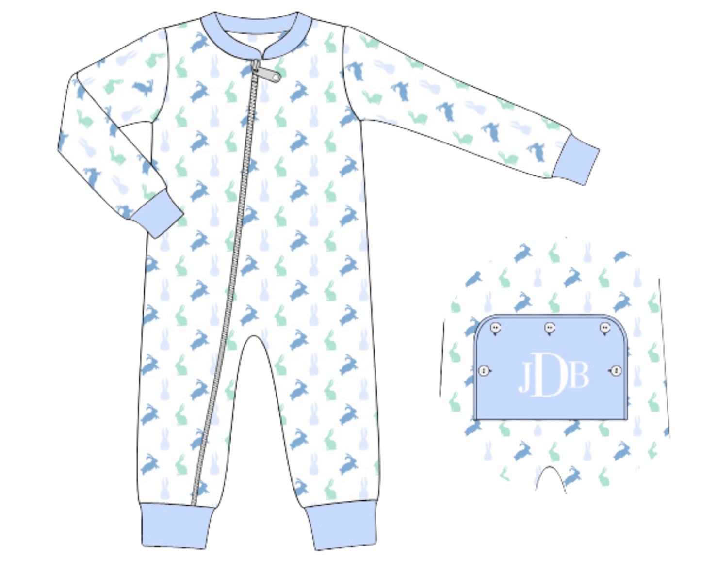 *PREORDER* Pastel Bunnies Boy Lounge Zippy