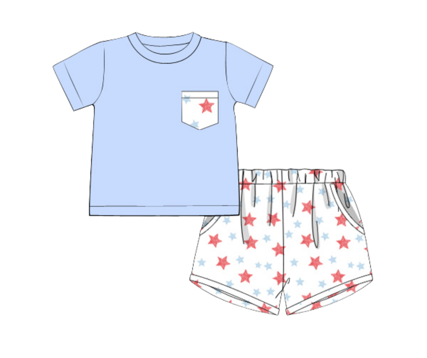 *PREORDER* Star Spangled Boys Pocket Tee Short Set