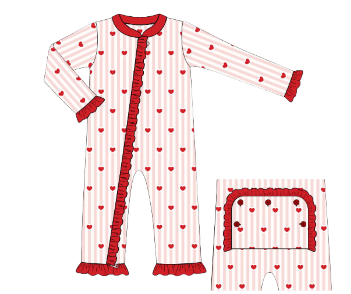*PREORDER* Hearts & Stripes Girls Zippy Loungewear
