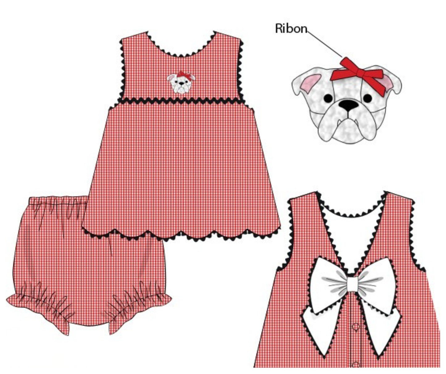 *PREORDER* Bulldog Gameday French Knot-Girls Bloomer Set
