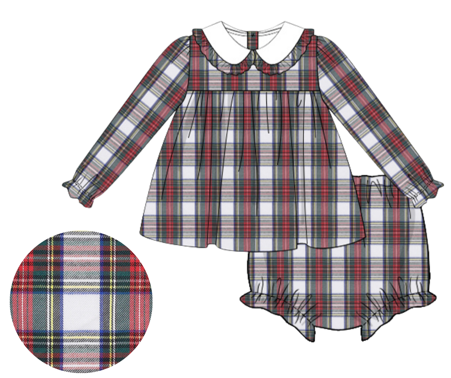 *PREORDER* Classic Christmas Tartan - Girls Bloomer Set