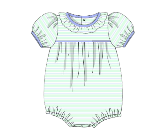 *PREORDER* Spring Stripe Pima Cotton Girls Bubble