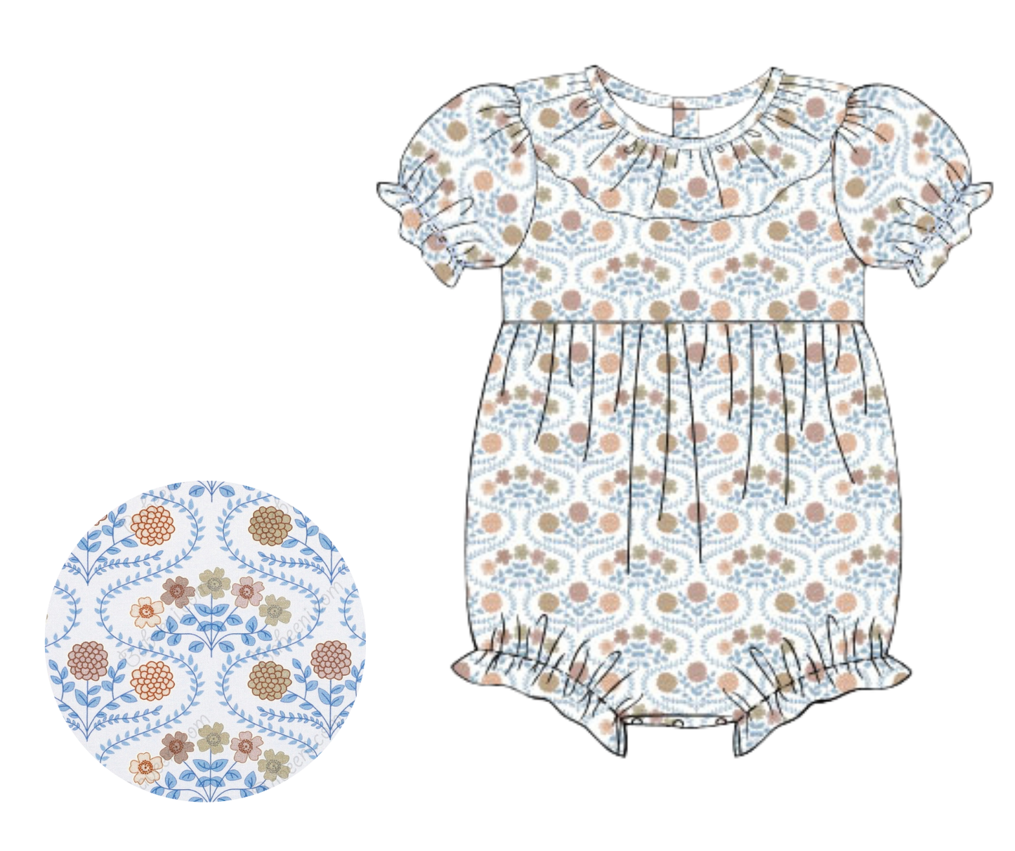 *PREORDER 19* Autumn Floral & Plaid Girls Bubble