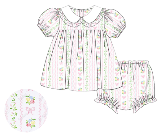 *PREORDER* Bows & Bouquets Girls Bloomer Set