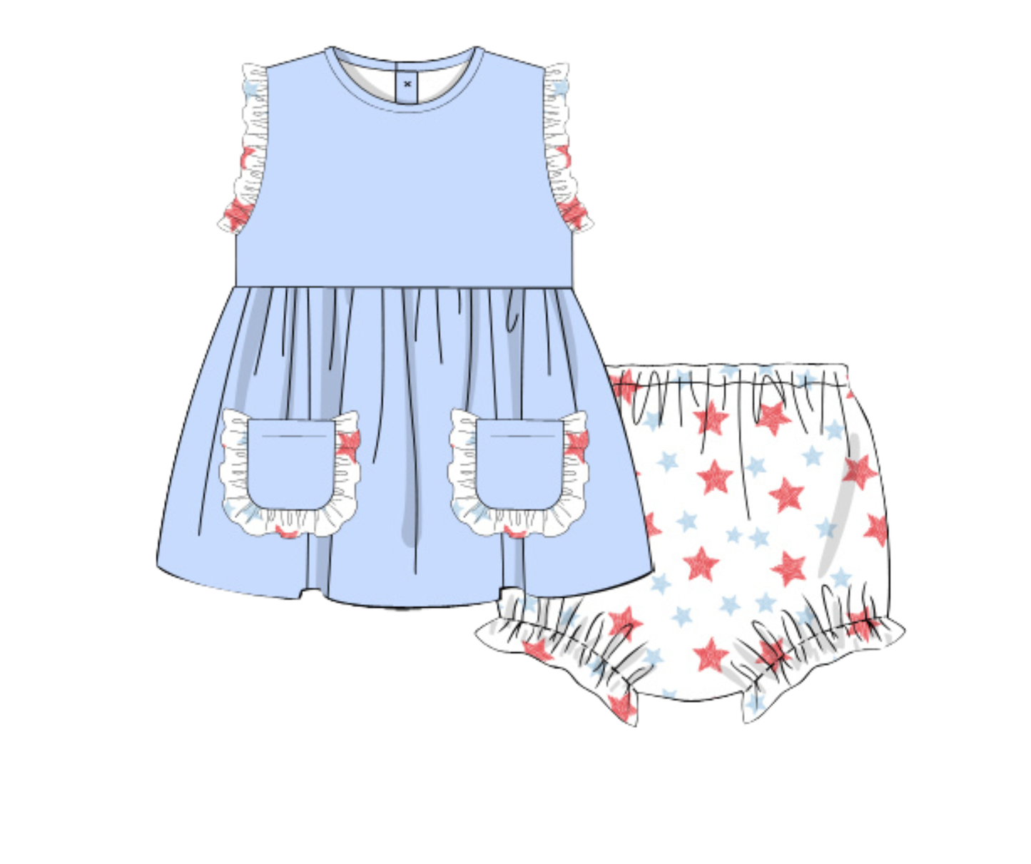 *PREORDER* Star Spangled Girls Diaper Set