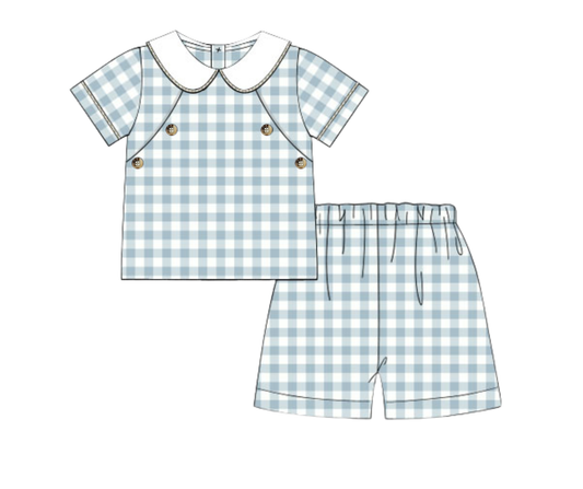 *PREORDER 19* Autumn Floral & Plaid Boys Short Set