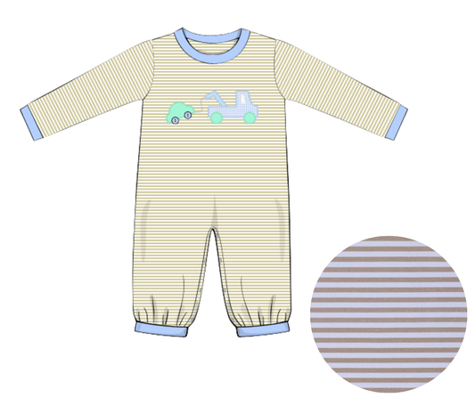 *PREORDER* Little Wrecker Applique Boys Long Romper
