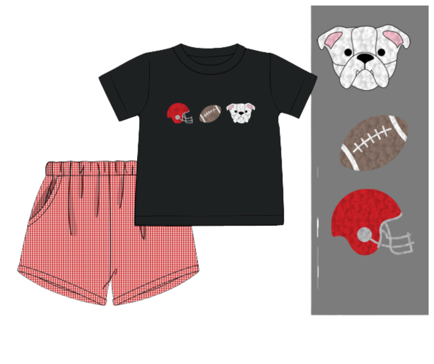 *PREORDER* Bulldog French Knot Trio-Boy Short Set