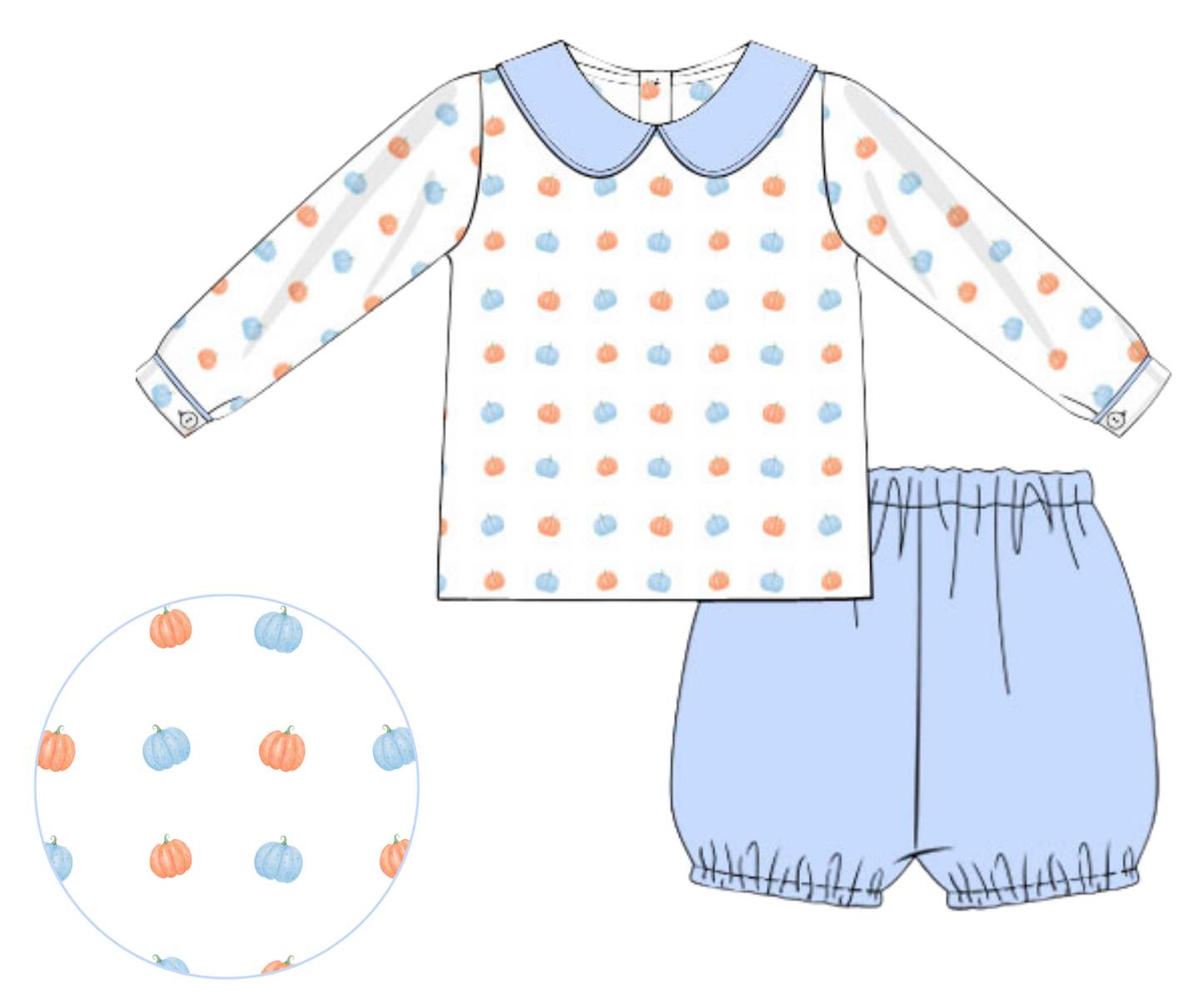 *PREORDER 19* Pumpkin Grove Boys Bubble Short Set