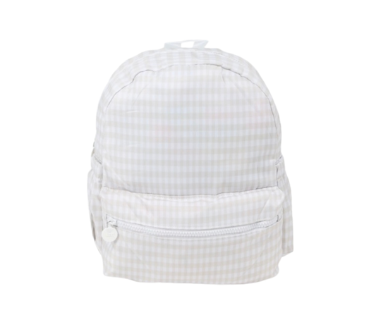 Nylon Toddler Backpack - Khaki Gingham
