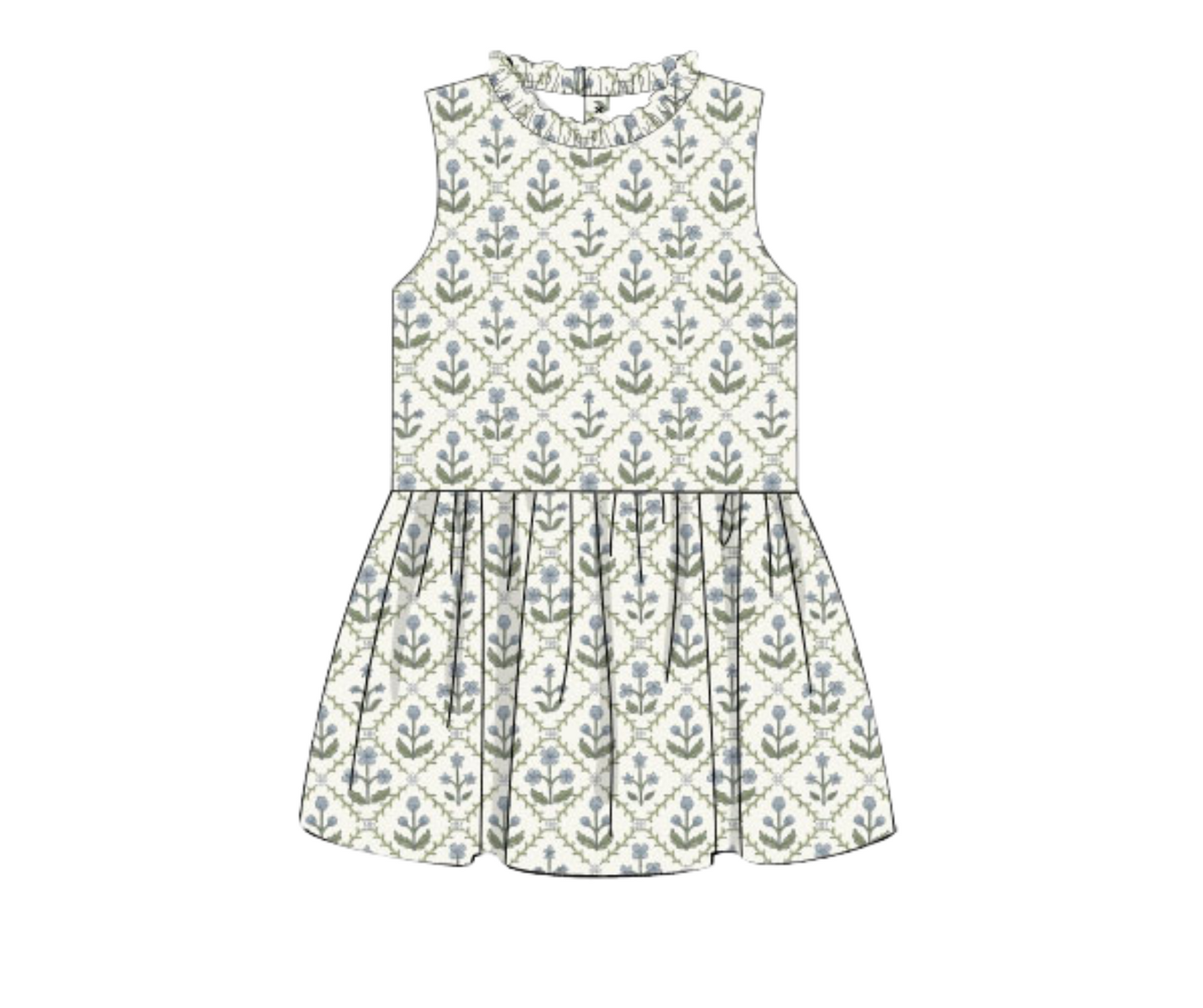 Block Trellis Drop Hem Dress