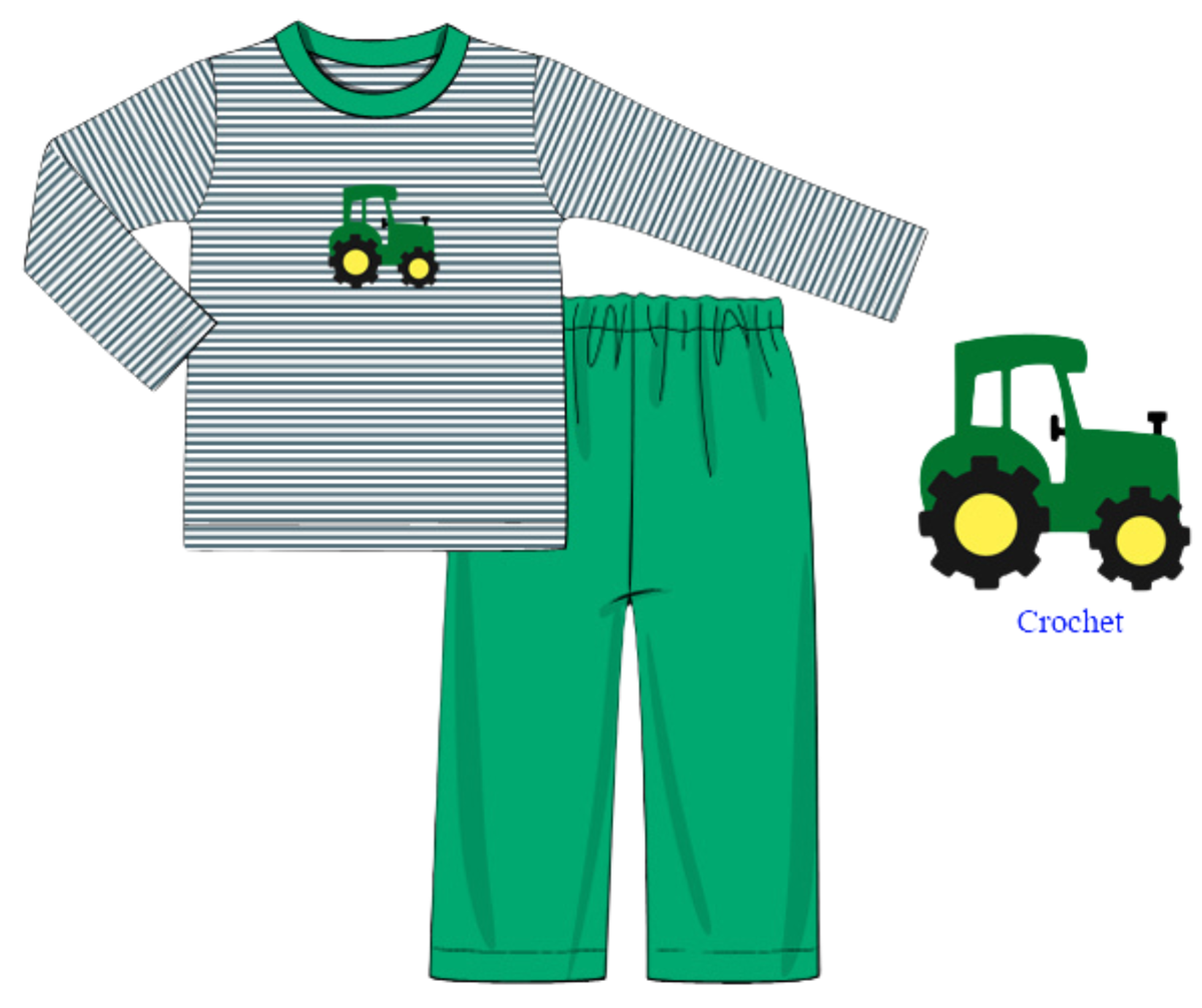 *PREORDER* Little Green Tractor Pants Set