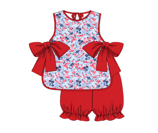 *PREORDER* Liberty Floral & Stripes Girls Apron Bloomer Set