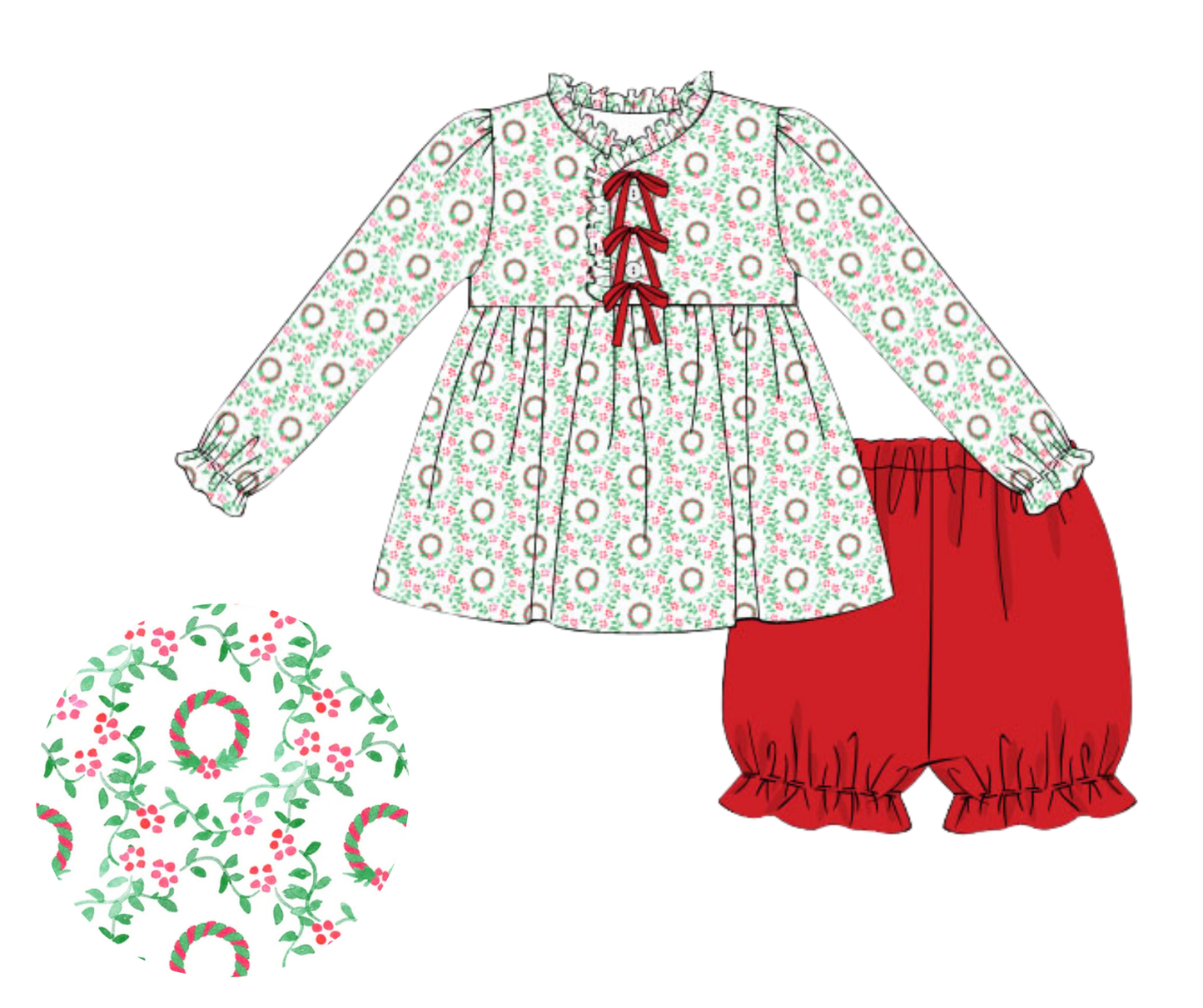 *PREORDER* Wreath & Vines - Girls Bloomer Set