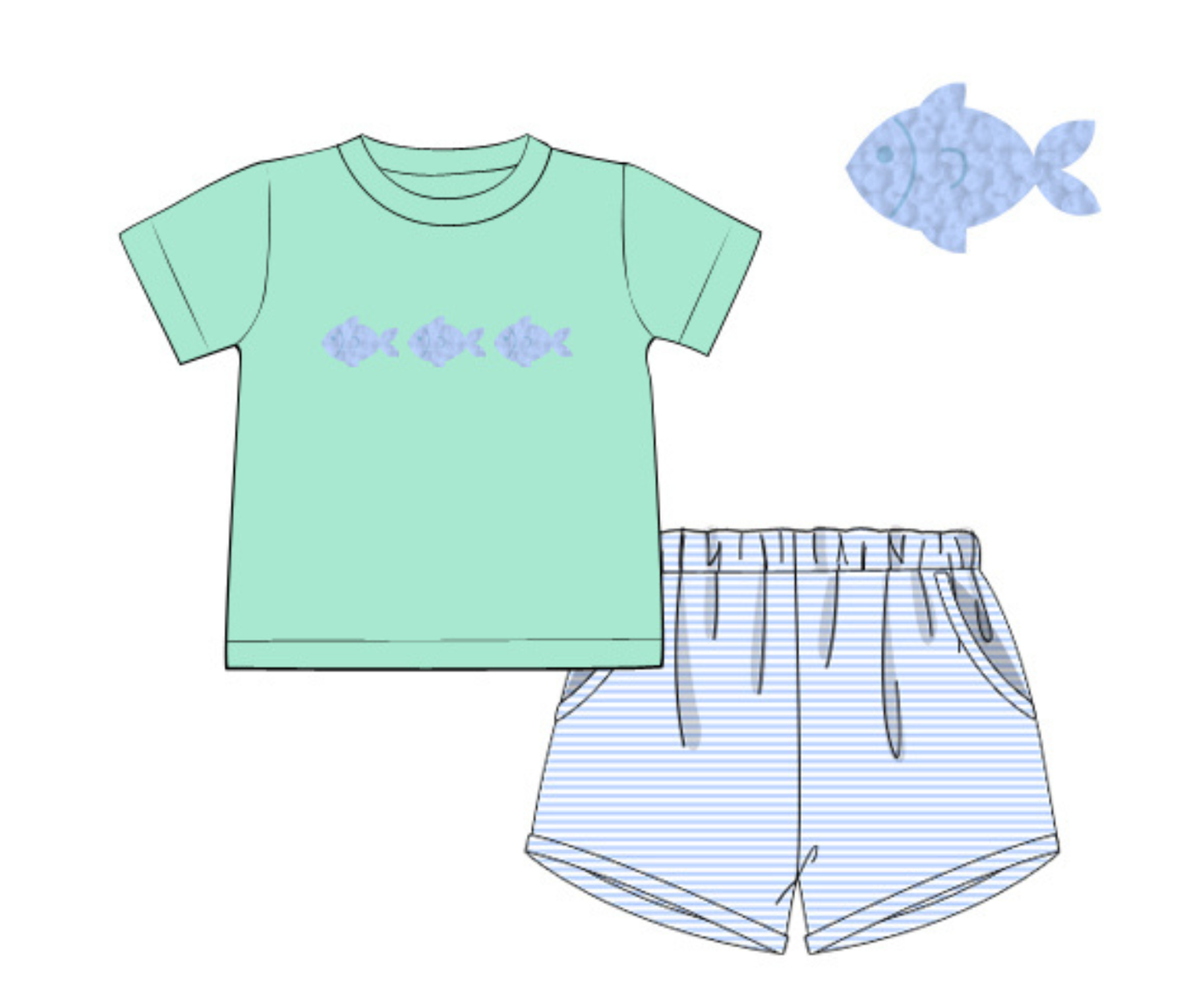 *PREORDER* Summer Catch Boys French Knot Short Set