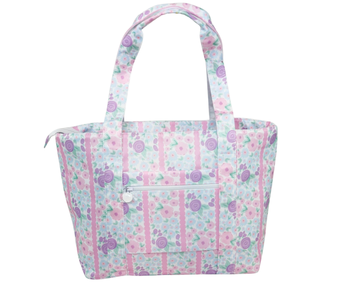 Nylon Tote - Scallop Stripe Floral