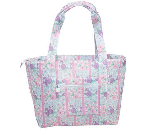 Nylon Tote - Scallop Stripe Floral