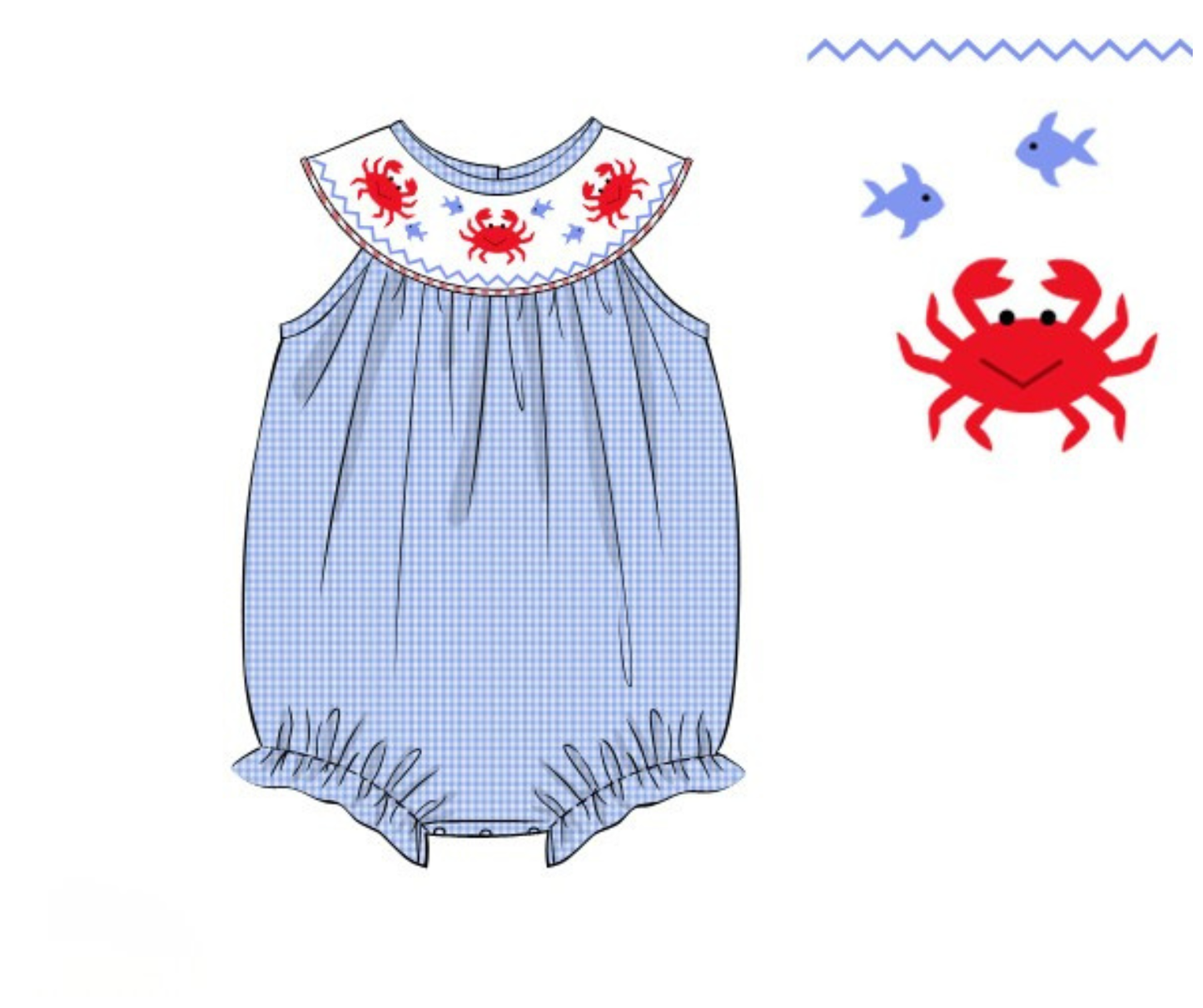 *PREORDER* Coastal Crabs Girls Smocked Bubble