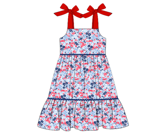 *PREORDER* Liberty Floral & Stripes Girls Dress