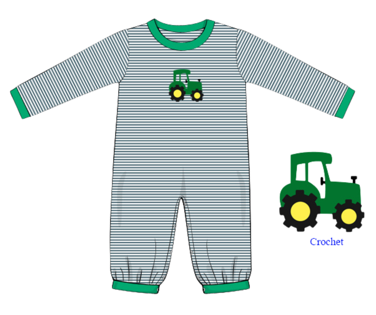 *PREORDER* Little Green Tractor Long Romper