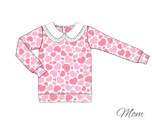 *PREORDER* Pink Hearts Mom Pullover