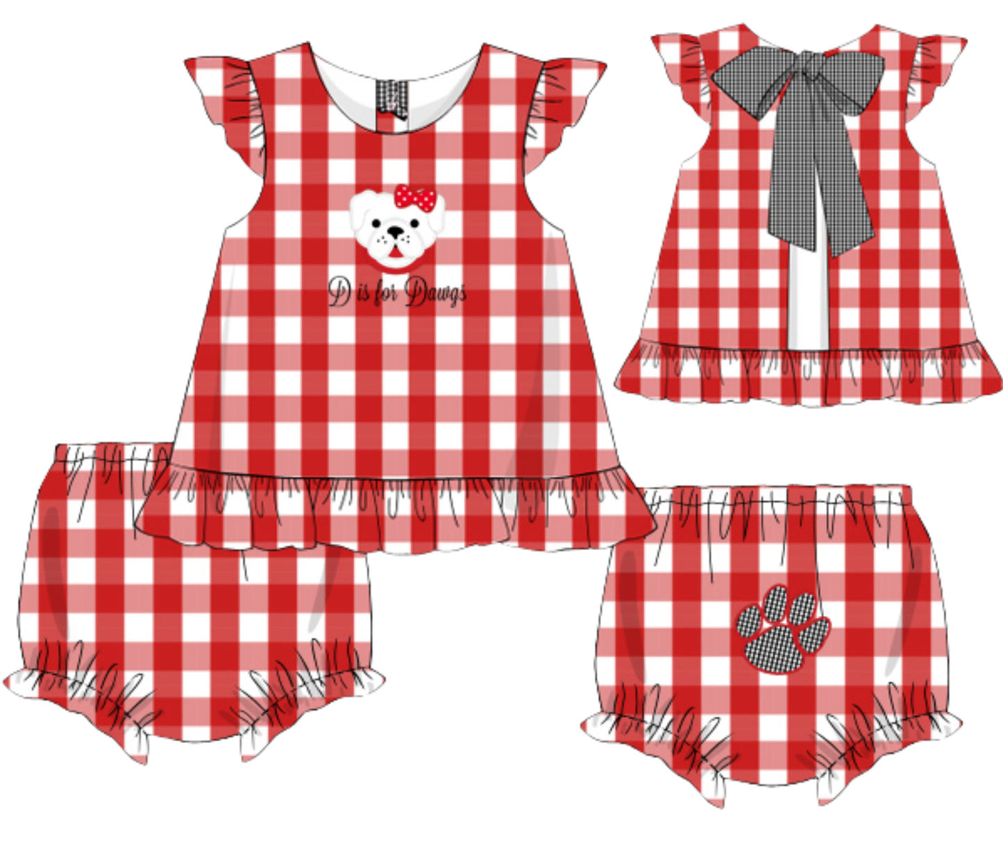 *PREORDER* D is for Dawgs Girls Bloomer Set
