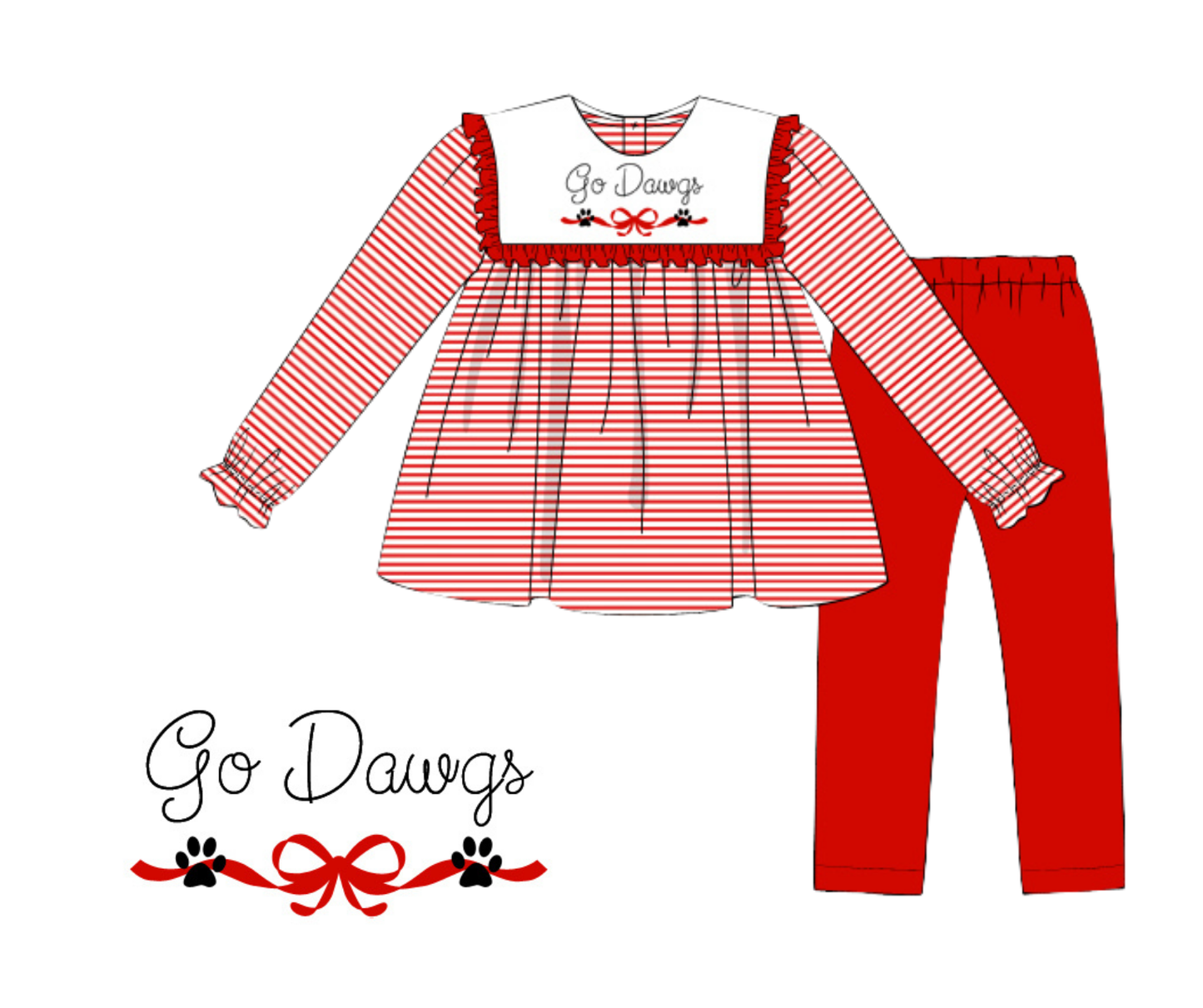 Go Dawgs Girls Embroidered Legging Set