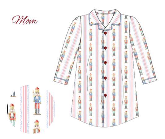 *PREORDER* Nutcracker Nights Loungewear - Mom Button Down Gown