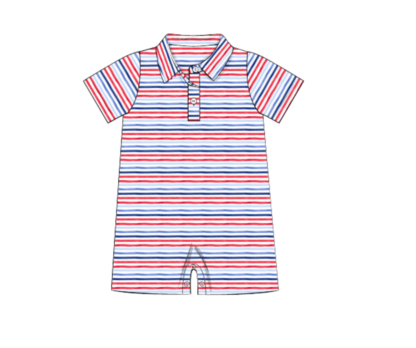 *PREORDER* Liberty Floral & Stripes Boys Performance Polo Romper