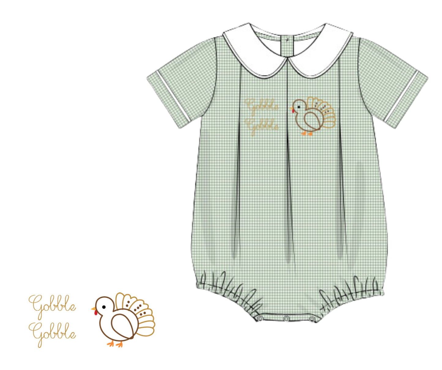 *PREORDER* Gobble Gobble Boys Hand Embroidered Bubble