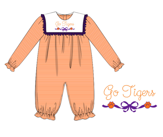 Go Tigers Girls Embroidered Long Bubble