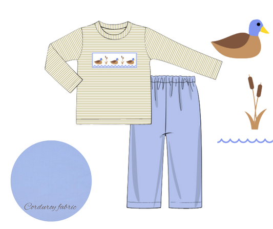 *PREORDER* Hand Smocked Winter Mallard Pant Set