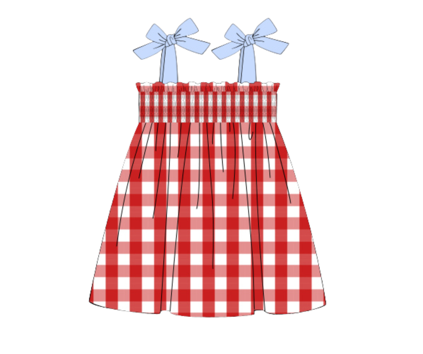 *PREORDER* Americana Check Girls Smocked Top Dress