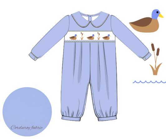 *PREORDER* Hand Smocked Winter Mallard Long Bubble
