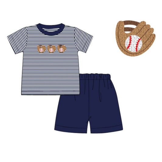 Boys French Knot Baseball Short Set