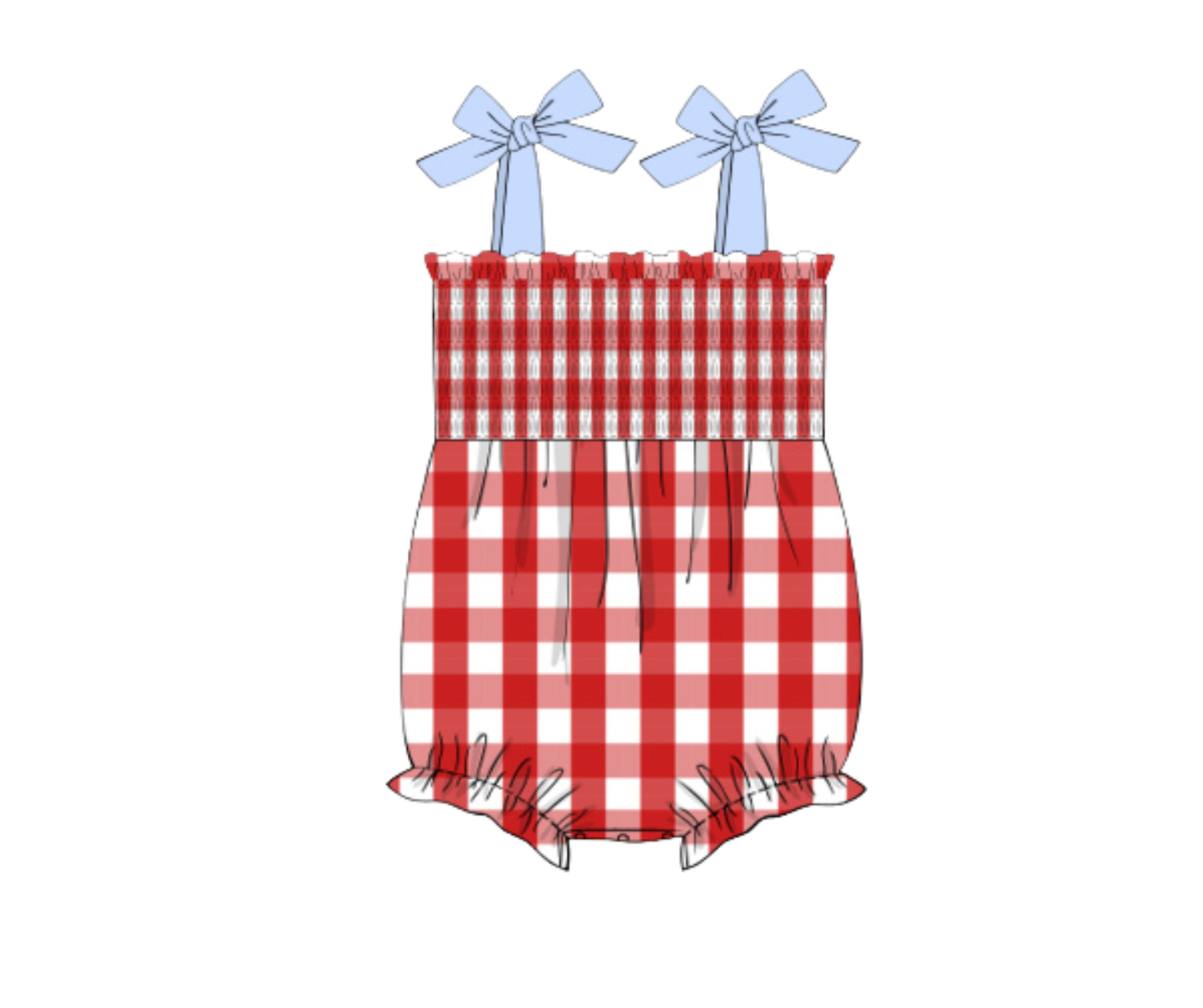 *PREORDER* Americana Check Girls Smocked Top Bubble