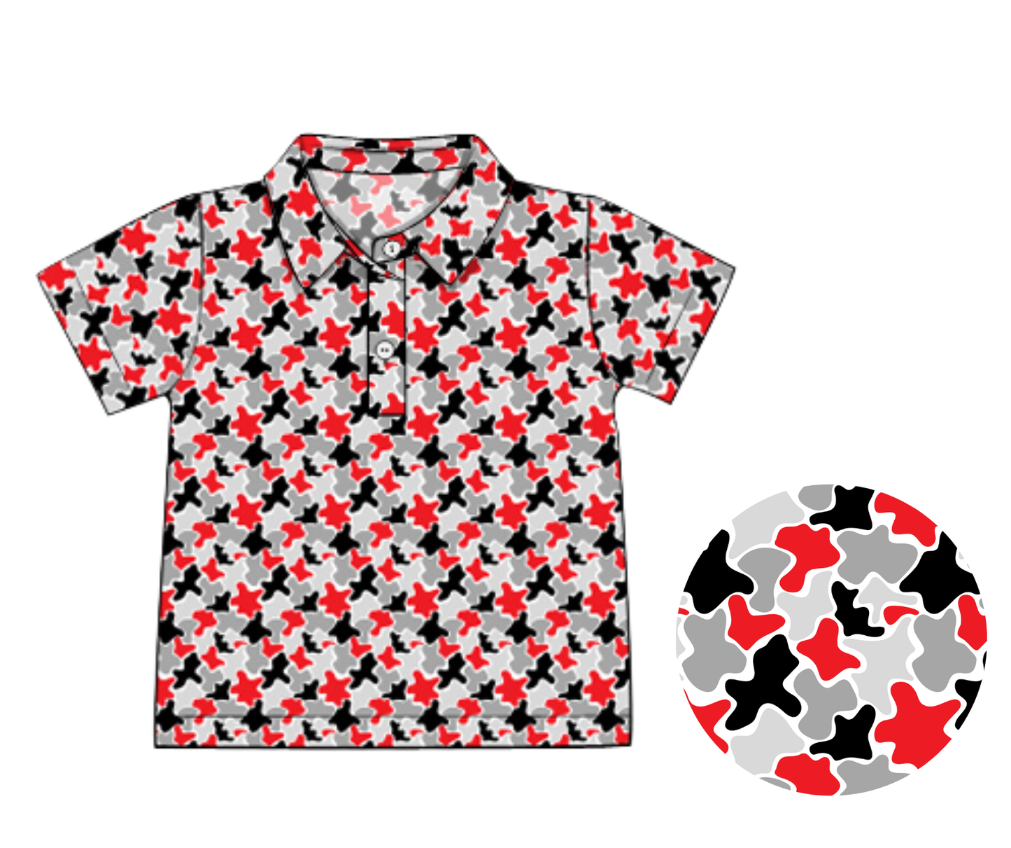 *PREORDER* Gameday Camo-Red & Black Boys Polo