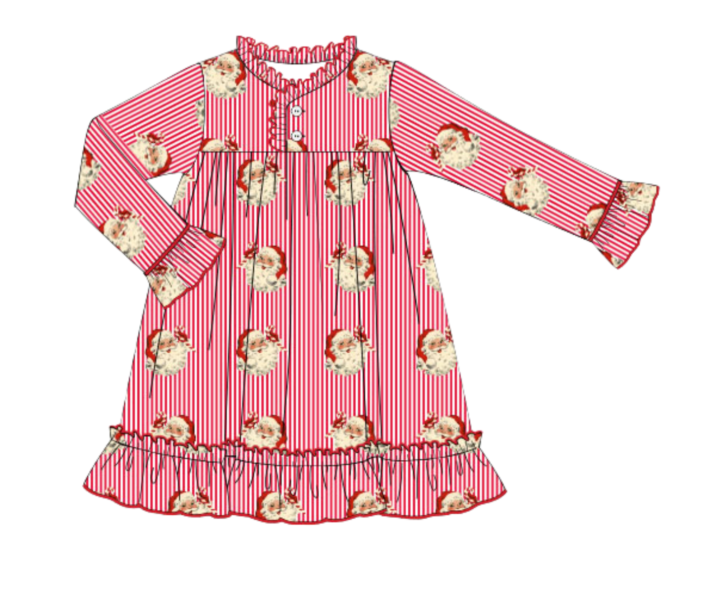 *PREORDER* Vintage Santa Loungewear - Girls Nightgown