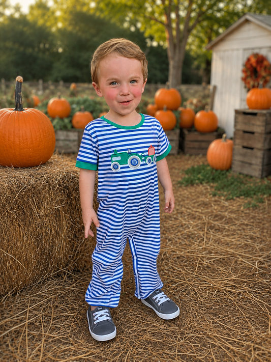 Pumpkin Harvest Boys Long Romper
