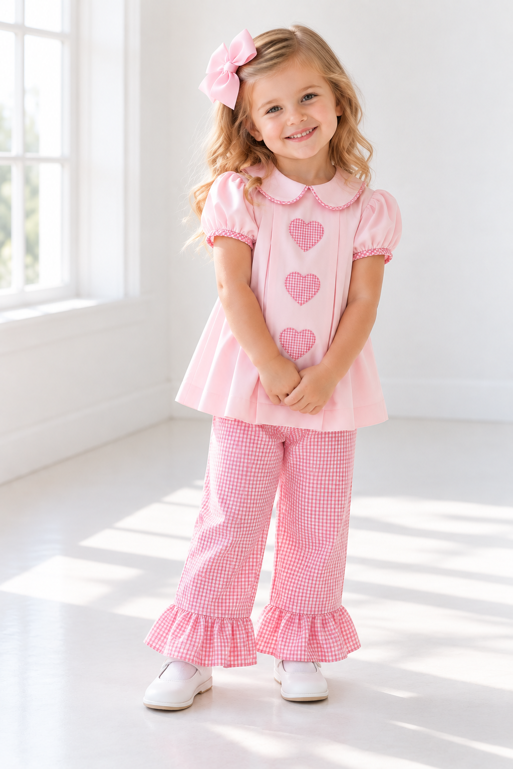 *PREORDER* Gingham Hearts Girls Pant Set