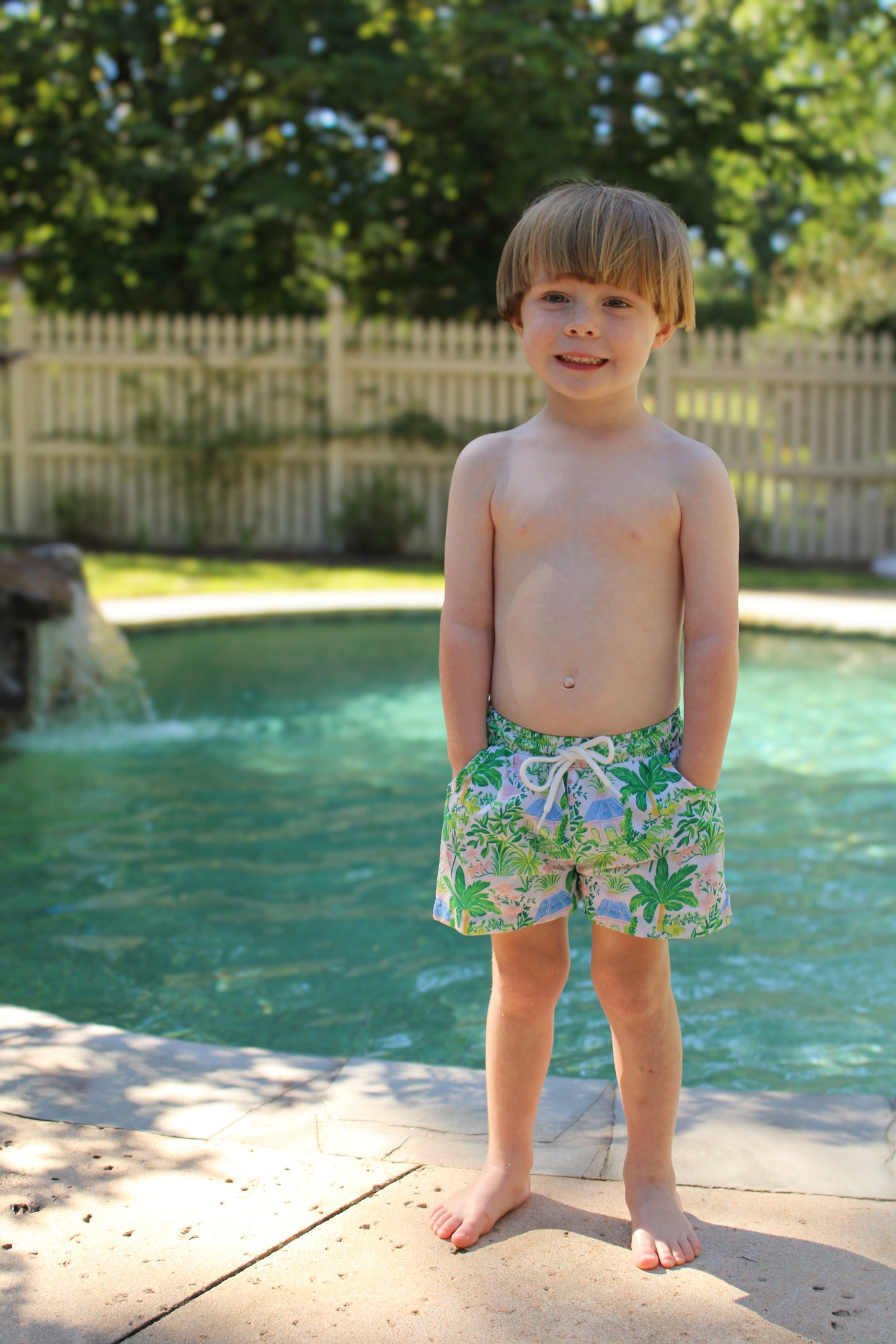 Tiki in Tulum Boys Swim Trunks