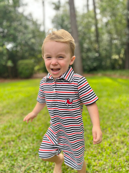 Bulldog Stripe Boys Performance Romper