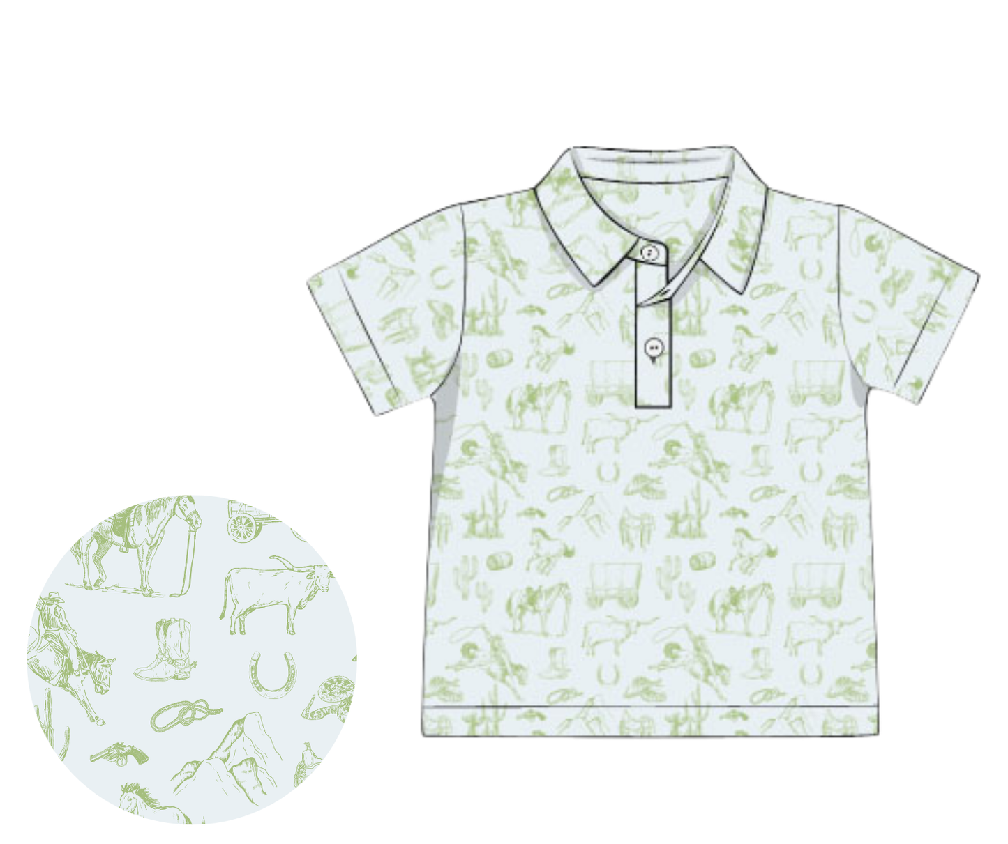 *PREORDER 19* Western Toile Boys Polo